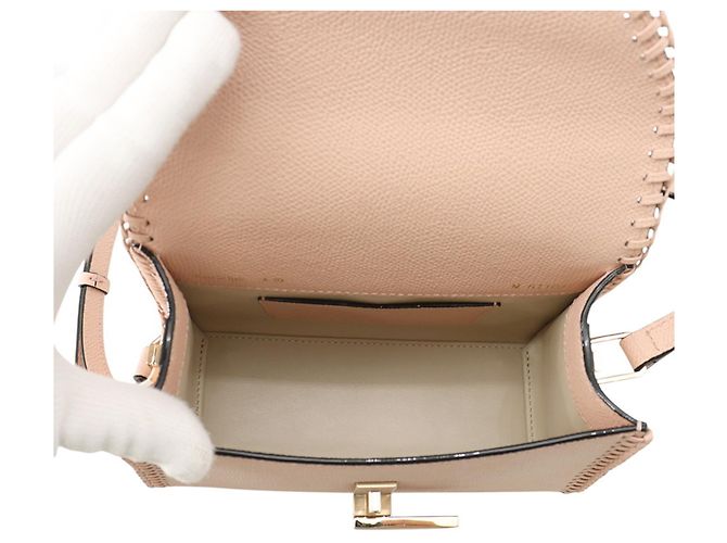 Bolsa de mão Valextra Micro Iside em couro com ponto blanket Rosa - vista 5