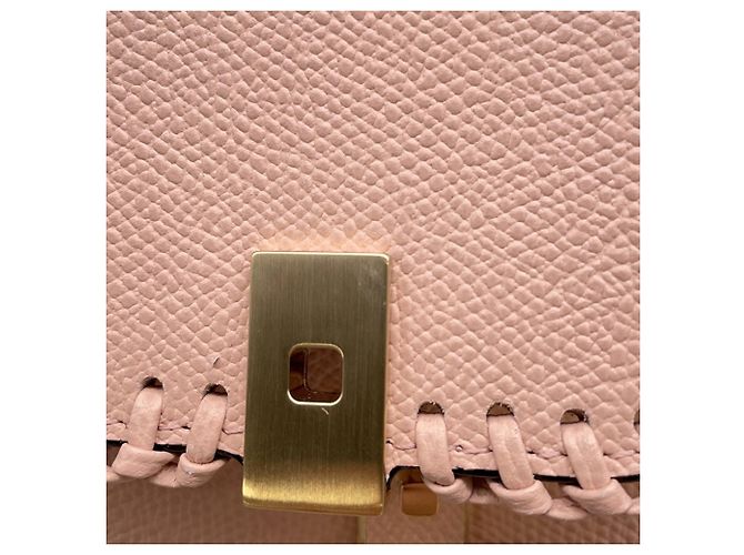 Bolsa de mão Valextra Micro Iside em couro com ponto blanket Rosa - vista 8
