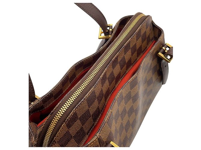 Louis Vuitton Damier Ebene Belem MM Schultertasche Rot - Ansicht 13