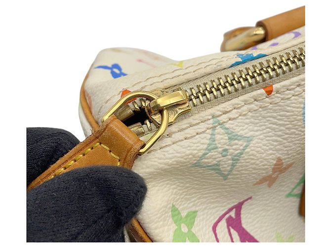 Borsa Louis Vuitton Monogram Multicolor Speedy 30 Bianco Rosso - vista 10