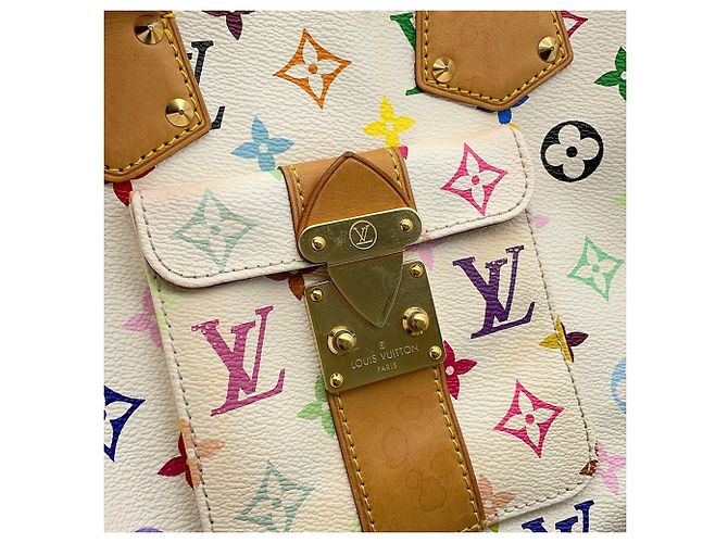 Borsa Louis Vuitton Monogram Multicolor Speedy 30 Bianco Rosso - vista 11