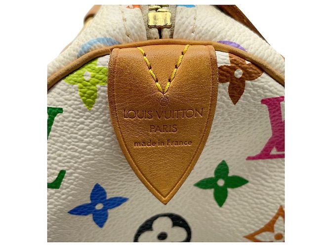 Borsa Louis Vuitton Monogram Multicolor Speedy 30 Bianco Rosso - vista 16