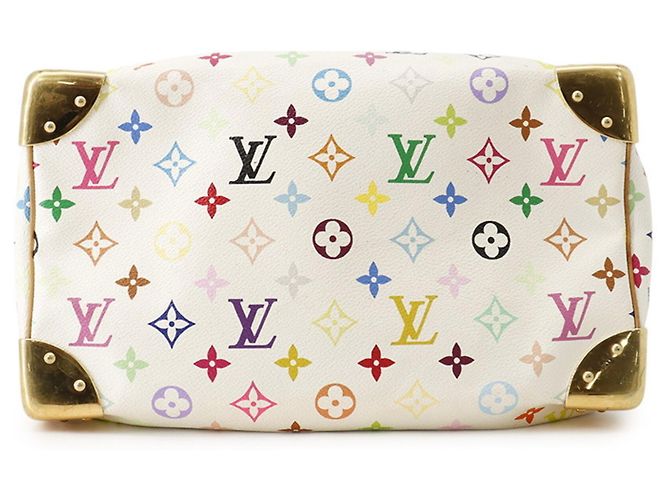 Borsa Louis Vuitton Monogram Multicolor Speedy 30 Bianco Rosso - vista 3