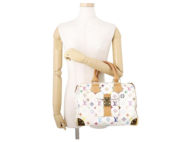 Borsa Louis Vuitton Monogram Multicolor Speedy 30 Bianco Rosso - vista 4