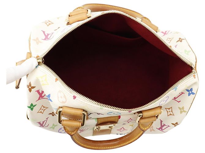 Borsa Louis Vuitton Monogram Multicolor Speedy 30 Bianco Rosso - vista 5