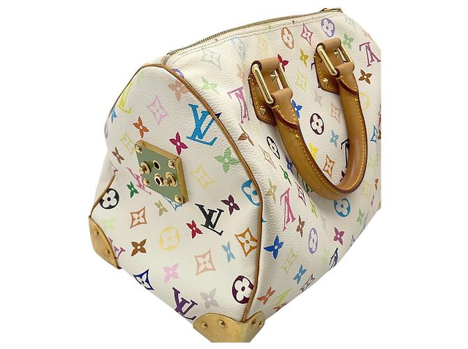Borsa Louis Vuitton Monogram Multicolor Speedy 30 Bianco Rosso - vista 7