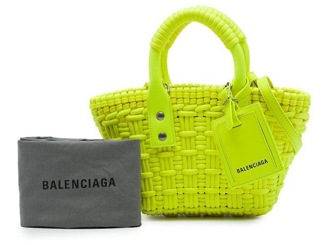 Borsa Cesto Bistro Balenciaga in ecopelle gialla XXS Giallo - vista 7