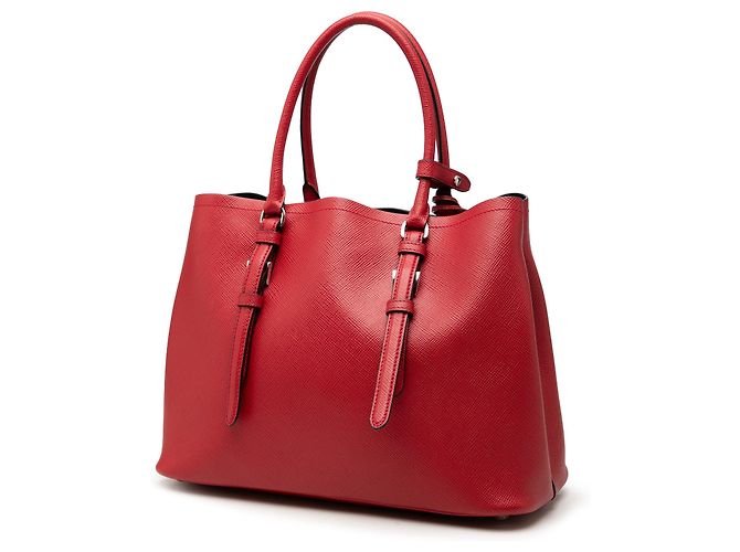 Prada Red Medium Saffiano Cuir Double Handle Satchel - view 2