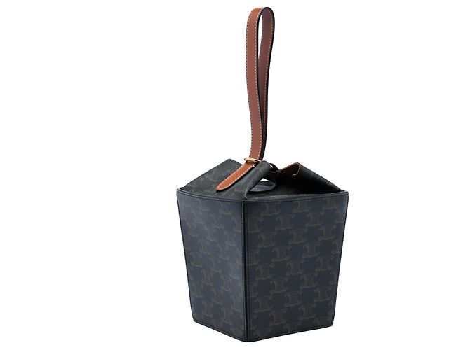 Céline Celine Brown Triomphe Coated Canvas Strap Box Bag Dark brown - view 2
