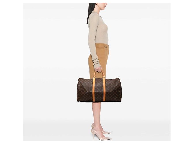 Louis Vuitton Brown Monogram Keepall 55 Marrone - vista 7