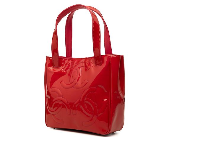 Borsa Tote Chanel Red Patent Triple CC Rosso - vista 2