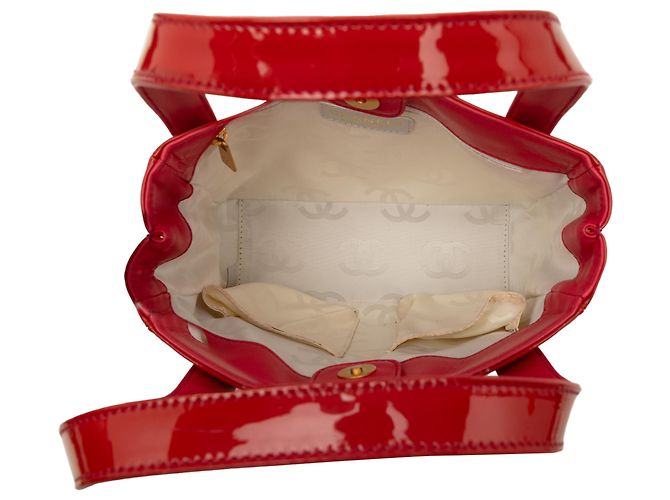 Borsa Tote Chanel Red Patent Triple CC Rosso - vista 4