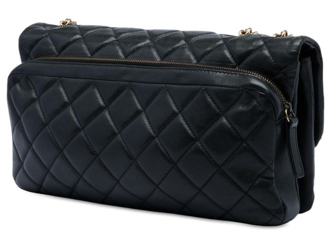 Chanel Black Quilted Calfskin CC Crown Flap Nero - vista 2