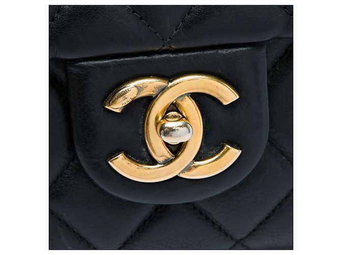 Chanel Black Quilted Calfskin CC Crown Flap Nero - vista 5