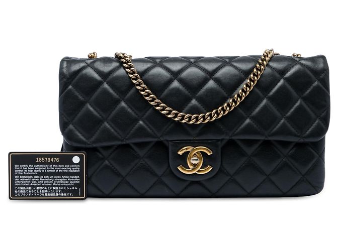 Chanel Black Quilted Calfskin CC Crown Flap Nero - vista 7
