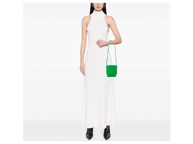 Bottega Veneta Borsa a Secchiello Cassette Small Maxi Intrecciato in Nappa Verde D'oro - vista 6