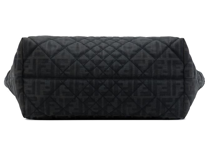 Fendi Medium Quilted Zucca Canvas Chain Roll Tote in Schwarz - Ansicht 3