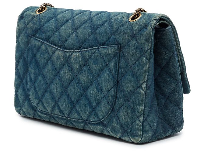 Chanel Blue Quilted Denim Reissue 2.55 Double Flap 227 Azul - vista 2