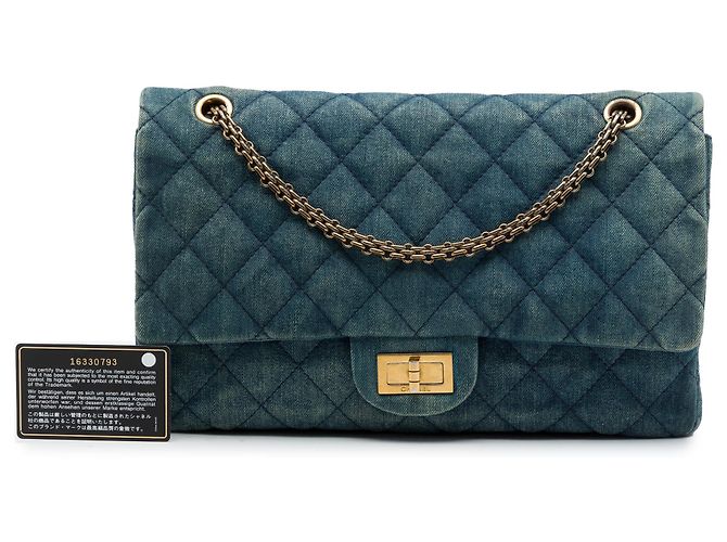 Chanel Blue Quilted Denim Reissue 2.55 Double Flap 227 Azul - vista 7
