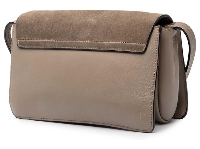 Borsa a tracolla Chloé Faye Small in camoscio e pelle di vitello marrone Taupe - vista 2