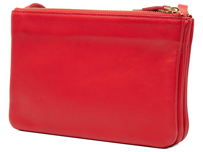 Céline Celine Trio Crossbody Piccola in Pelle di Agnello Rossa Rosso - vista 2