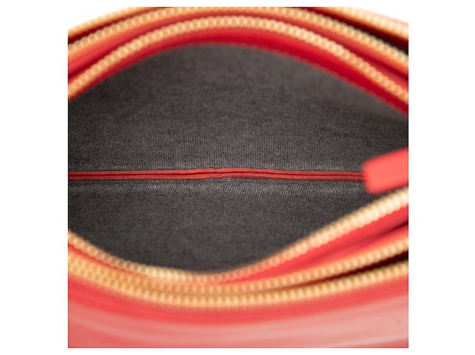 Céline Celine Trio Crossbody Piccola in Pelle di Agnello Rossa Rosso - vista 4
