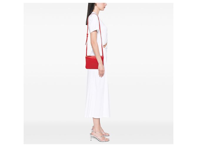 Céline Celine Trio Crossbody Piccola in Pelle di Agnello Rossa Rosso - vista 8