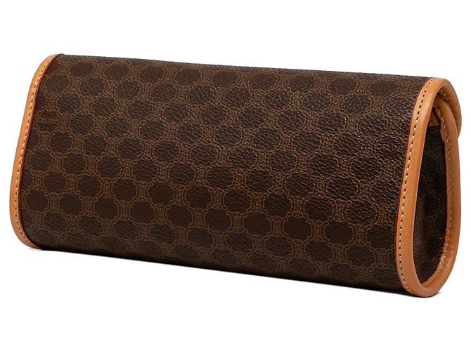 Céline Clutch Celine Brown Macadam Coated Canvas Marrone - vista 2