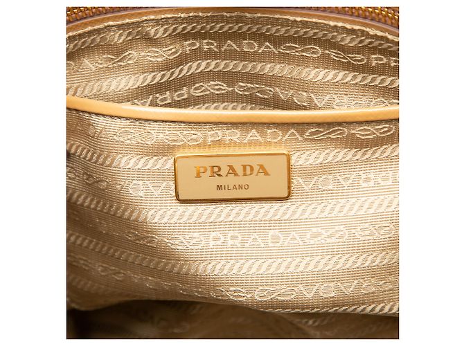 Borsa Prada Brown Saffiano Vernice Parabole Satchel Marrone Cammello - vista 5