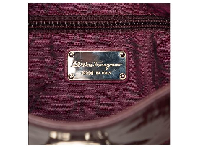 Salvatore Ferragamo Borsa Ferragamo Marisa Gancini in vernice rossa Rosso Bordò - vista 5