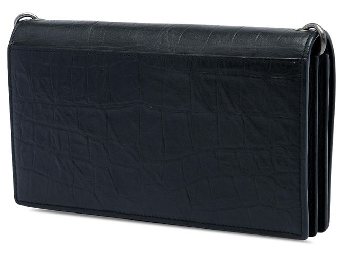 Autre Marque Portefeuille porté épaule Monogram Rider Saint Laurent en cuir embossé croc noir - vue 2