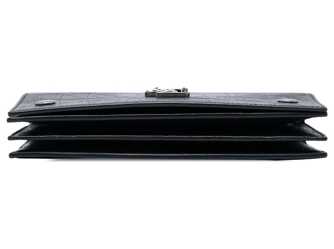 Autre Marque Portefeuille porté épaule Monogram Rider Saint Laurent en cuir embossé croc noir - vue 3