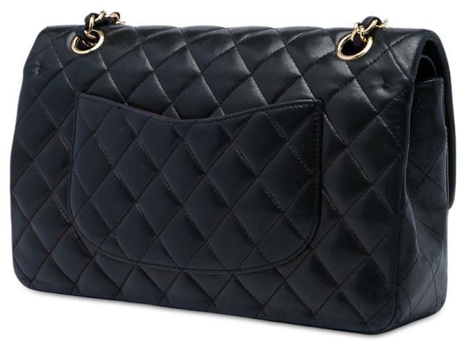 Chanel Black Medium Classic Lambskin Double Flap Preto - vista 2