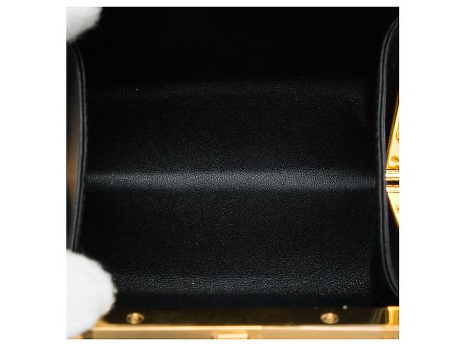 Céline Celine Minaudière Triomphe Lana in pelle di vitello nera Nero - vista 4