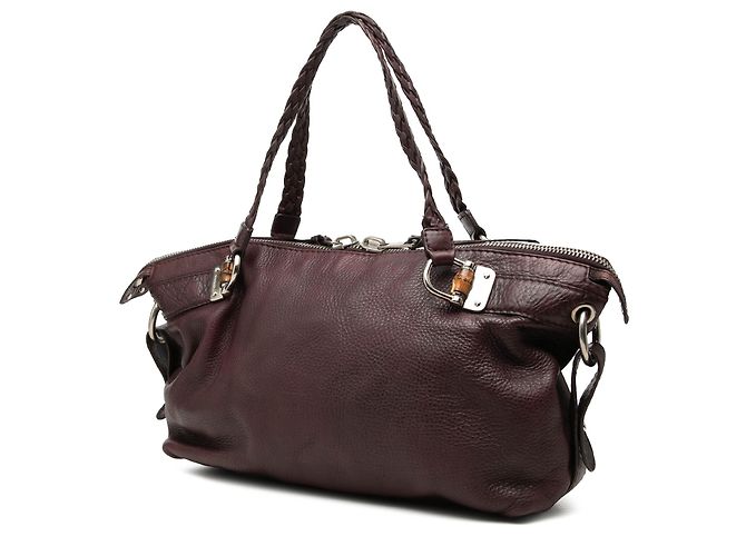 Gucci Bamboo Bar Tote aus Leder in Rot, Größe Medium Bordeaux - Ansicht 2