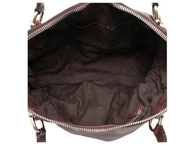 Gucci Bamboo Bar Tote aus Leder in Rot, Größe Medium Bordeaux - Ansicht 4