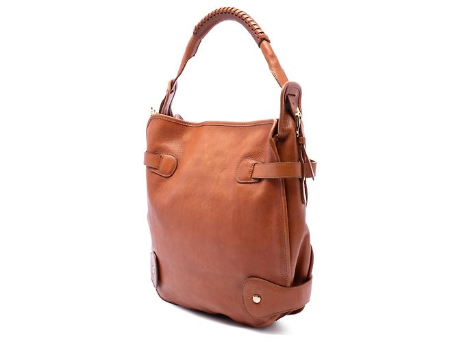 Burberry Tote aus braunem Narbenleder mit Turn-Lock-Verschluss - Ansicht 2