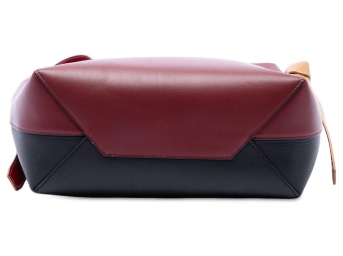 Céline Celine Red Small Smooth Bicolor Calfskin Twisted Cabas Tote Rosso Bordò - vista 3