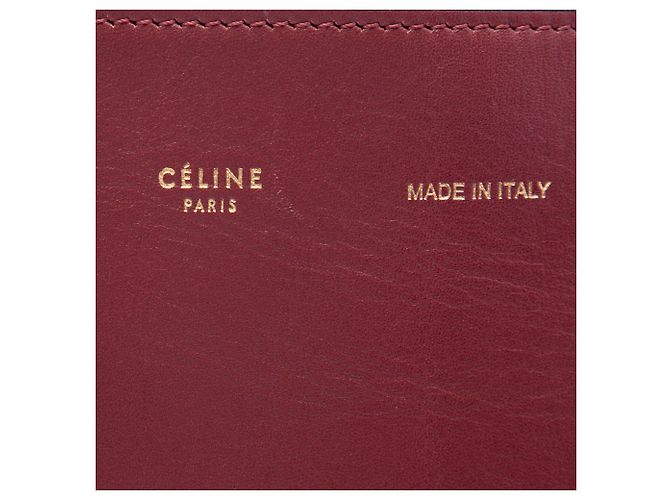 Céline Celine Red Small Smooth Bicolor Calfskin Twisted Cabas Tote Rosso Bordò - vista 5