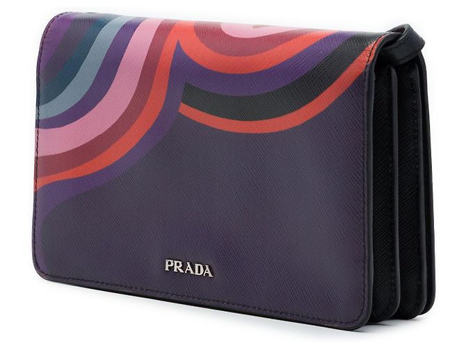 Portafoglio Prada Multi Saffiano con stampa rossetto e tracolla Multicolore - vista 2