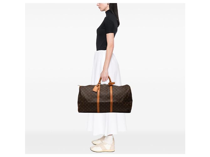 Louis Vuitton Brown Monogram Keepall 60 Marrom - vista 7