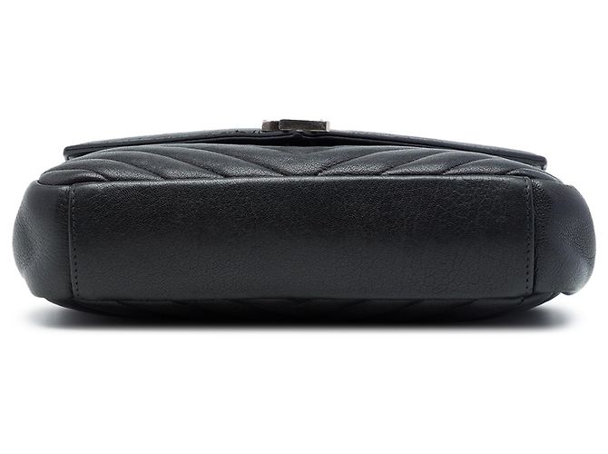 Autre Marque Saint Laurent College Satchel aus Lammleder mit Chevron-Monogramm in Schwarz, Medium - Ansicht 3