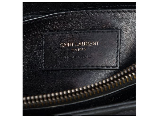 Autre Marque Saint Laurent College Satchel aus Lammleder mit Chevron-Monogramm in Schwarz, Medium - Ansicht 5