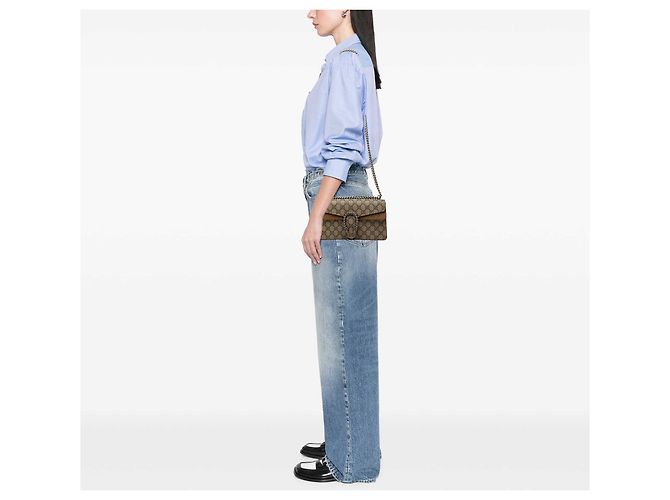 Gucci Borsa a Tracolla Dionysus Medium GG Supreme Beige - vista 6
