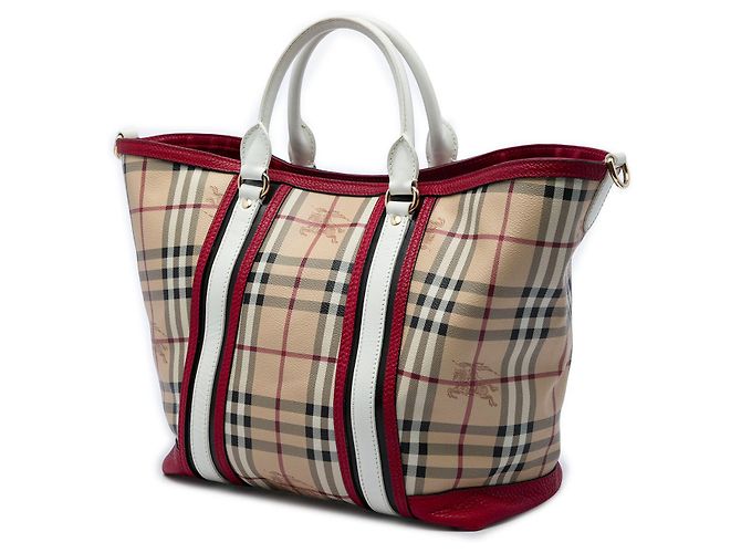 Borsa Tote Burberry Beige Medium Haymarket Check Coated Canvas Jameson - vista 2