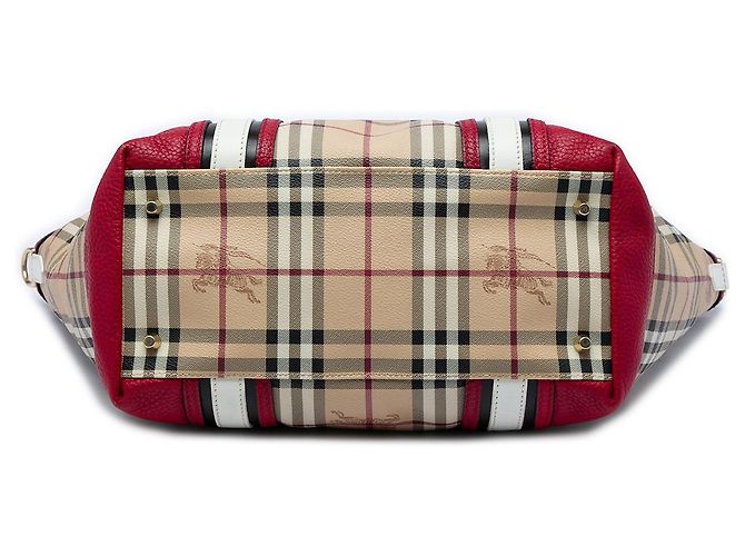 Borsa Tote Burberry Beige Medium Haymarket Check Coated Canvas Jameson - vista 3