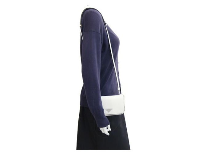 Bolso de hombro de piel Prada Negro Blanco - vista 7
