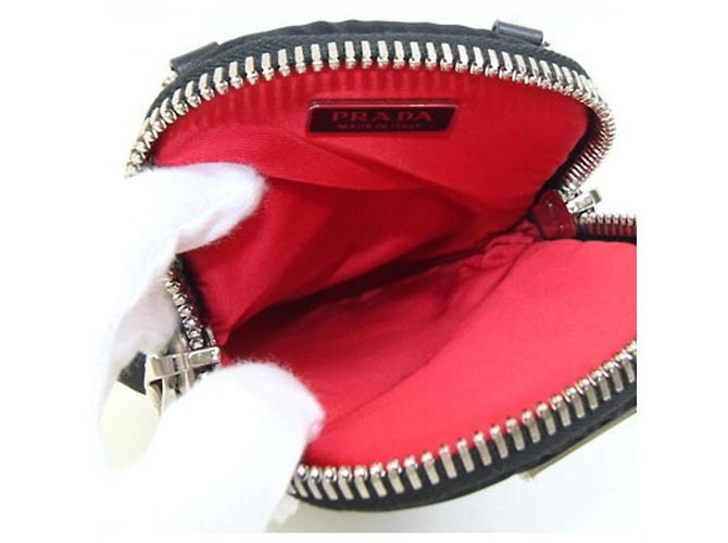 Prada Bicolor Pochette Schultertasche Schwarz Rot - Ansicht 3