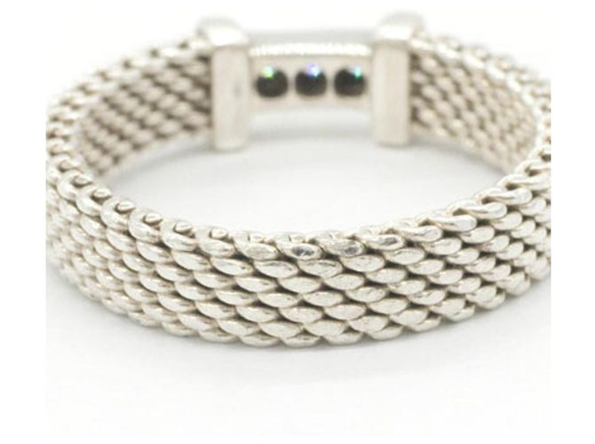 Autre Marque Anello Tiffany & Co. Somerset in argento sterling con 3 diamanti - vista 2