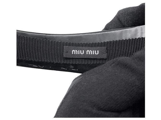 Cerchietto Miu Miu in pelle verniciata nera Nero - vista 6